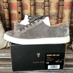 Frye Gemma Low Lace Gray Suede Sneakers Size 8M